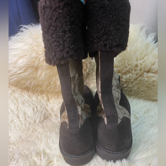 COACH FUR LINED MID CALF BROWN WINTER BOOTS WOMENS SIZE 8.5 - Picture 6 of 9